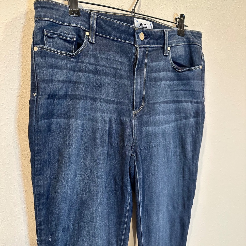 PAIGE Hoxton Ankle Jeans Womens 32 Dark Blue High Rise Skinny‎ Stretch Denim - Picture 9 of 16